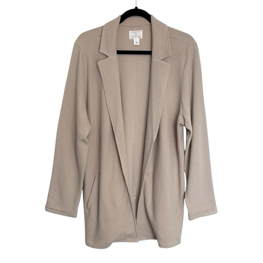 Caslon Women's Tan Casual 2 Pocket Cotton Blazer Size L